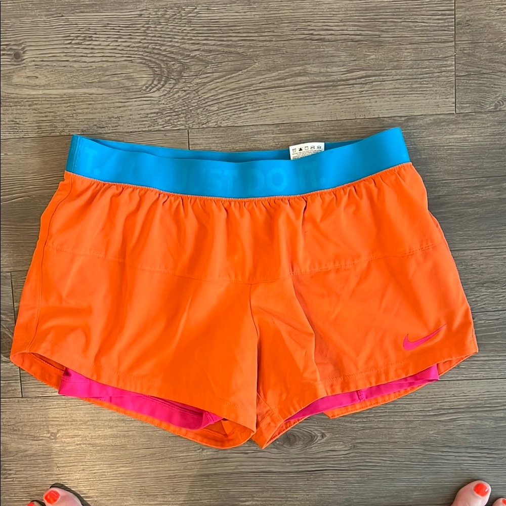 Nike Bright Orange Shorts with Pink Shorts Lining